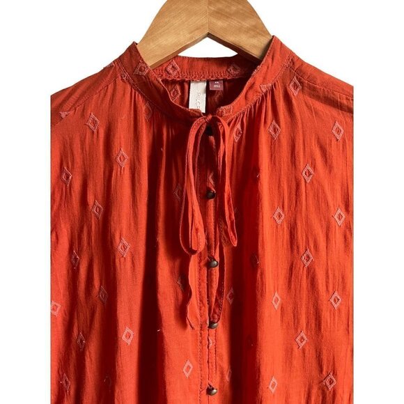 Anthropologie x Pilcro Orange Embroidered Peplum Boho Peasant Top Diamond XS - Picture 4 of 8